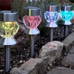 Smart Solar Crystal Glass Solar Stake Light - 4 Pack -Garden Care Shop 1011214 2