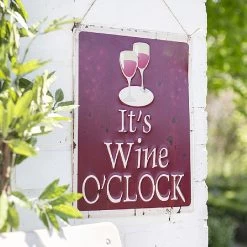 La Hacienda It's Wine O'Clock Embossed Metal Sign -Garden Care Shop 1016391 1