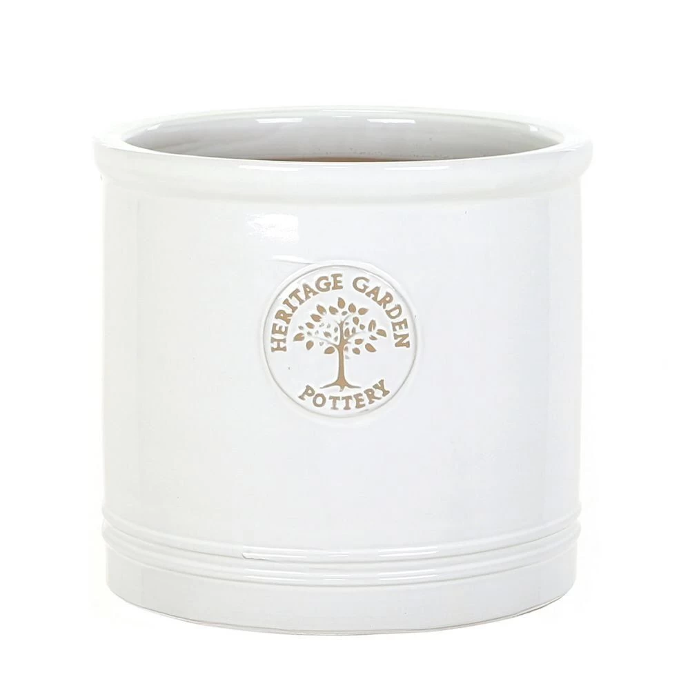 Woodlodge 38cm White / Cream Glazed Heritage Cylinder Pot 4 Woodlodge 38cm White / Cream Glazed Heritage Cylinder Pot - Image 4