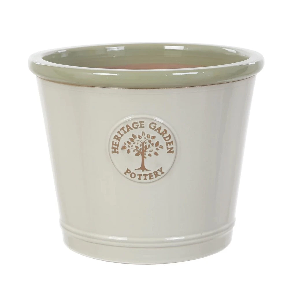 Woodlodge 40cm Cream/Green Glazed Heritage Edwitt Pot 1 Woodlodge 40cm Cream/Green Glazed Heritage Edwitt Pot