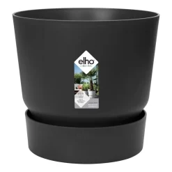 Elho 25cm Living Black Greenville Round Planter
