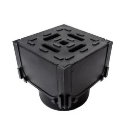 ACO HEXDRAIN CORNER UNIT WITH BLACK PLASTIC GRATING & VERTICAL OUTLET 125x125x125MM
