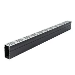 ACO THRESHOLD DRAIN WITH SILVER ALUMINIUM GRATING SLIMLINE 1MX61MMX100MM 19000 QUO226990